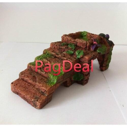 Aquarium Turtle Pier Pet Ramp Platform Resin Frog Newts Basking Stairs Bridge Medium 15x7cm free shipping