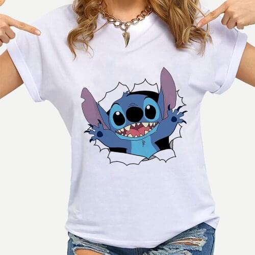 Lilo & Stitch T Shirt Women Summer Casual Tshirts Tees Harajuku Graphic Tops Kawaii Female T-shirt Dropship