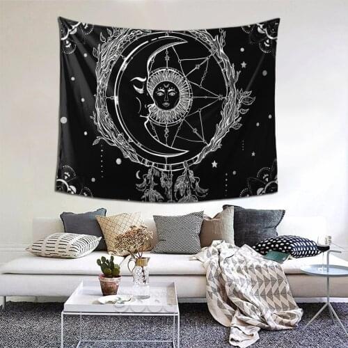 Sun And Moon Mandala Tarot Card Pattern Blanket Tapestry Wall Hanging Tapestries Bedroom Bedspread Throw Cover Wall Decor 95x73