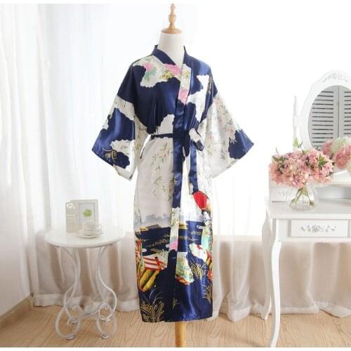 Large Size Peignoir Femme Sexy Bathrobe Women Silk Satin Long Wedding Bride Bridesmaid Robe Kimono Robe Feminino Bath Robe