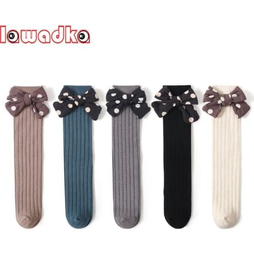 Lawadka Length 30cm Autumn Winter Children Girl Socks Cotton Bow Kids Knee High Socks For Girls One Size Fashion Style 2021 New