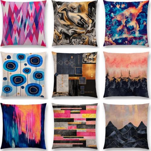 Hot Sale Abstract Color Party Magical Hill Fire Ice Forest Ocean Colorful Stripes Geometric Pattern Gorgeous Cushion Sofa Pillow