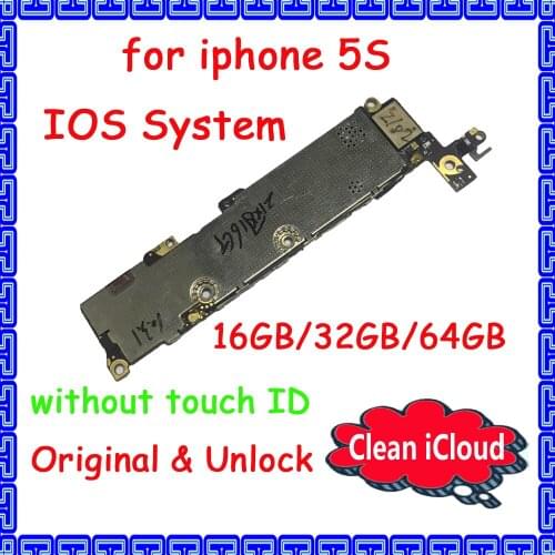 Original Clean icloud motherboard for 16gb 32gb 64gb iphone 5S with full chips mainboard No touch ID Good working logic board