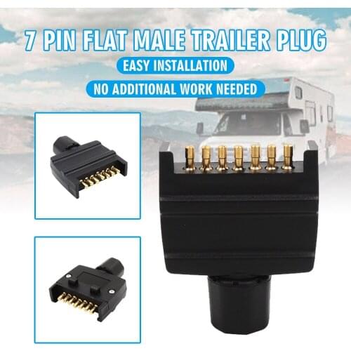 Mayitr 1pc 12V 7-Pin Flat Male Trailer Plug Adapter Waterproof Truck Light Connector Plugs For Caravans Trucks Trailers
