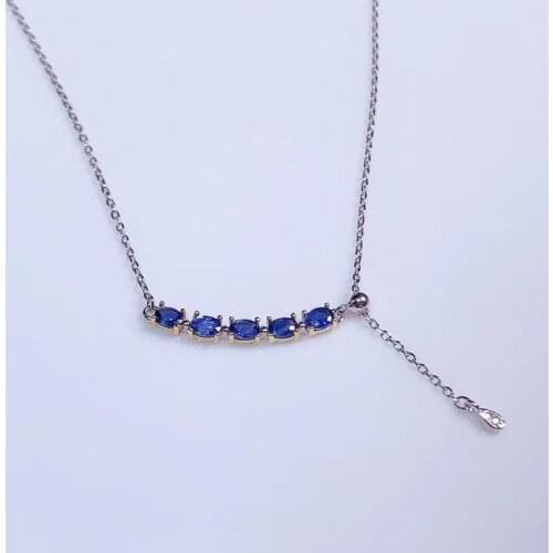 Fashion smiling face Natural blue sapphire gem Necklace natural gemstone Pendant Necklace S925 silver women party gift Jewelry