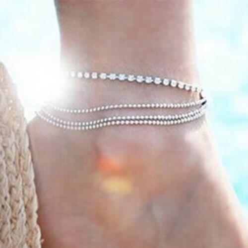 Fashion Fine Multi-layer Sexy Crystal Ankle Anklets Summer Bracelets Anklets Beach Feet Girls Favorite Gifts Barefoot Sandals