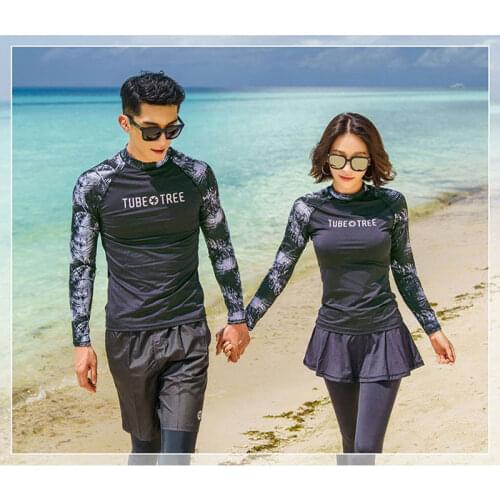 Mens Womens Long Sleeve Sun Protection Rash Guard Shirt Padded Two Piece Swimsuit Set Full Body Tops & Bottoms Swim Surf Suits
