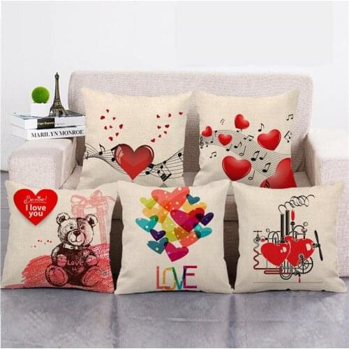 Housse De Coussin 2021 Valentines Day Gift Pillow Cover Artificial Linen Cushion Covers 45*45cm Sofa Car Decoration Pillow Case