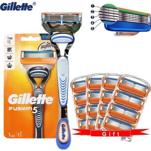 Original Gillette Fusion 5 Manual Shaving Machine Safety Straight Razor Holder Face Shaver With Replaceable Blades Cassettes