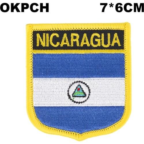 Nicaragua Shield Shape Flag patches embroidered flag patches national flag patches for Cothing DIY Decoration PT0141-S