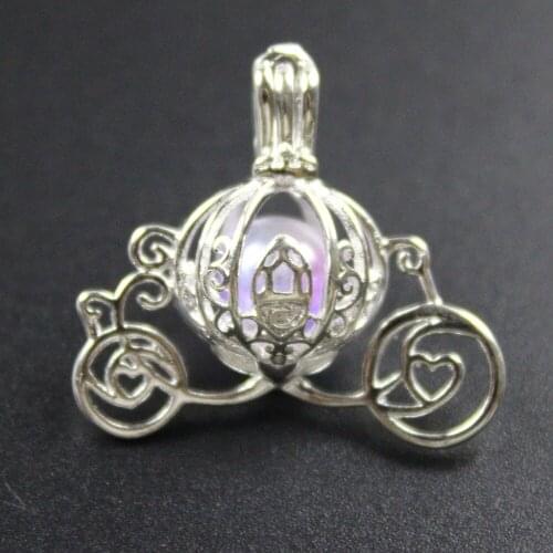 27*26mm,Carriages Oyster Pearl Cage Essential Oil Diffuser Pendant,Aromatherapy Locket Necklace Volcanic Setting Lava Stone,HM