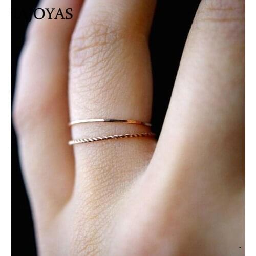 Simple Design Gold Color Round Twist Geometric Rings Set For Women Fashion Sexy Fine 6 7 8 9 10 Tail Ring Joint Ring Female Jewe