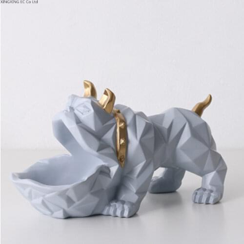Nordic resin sculpture lucky dog storage basket animal ornaments crafts coffee table candy box living room porch key storage box