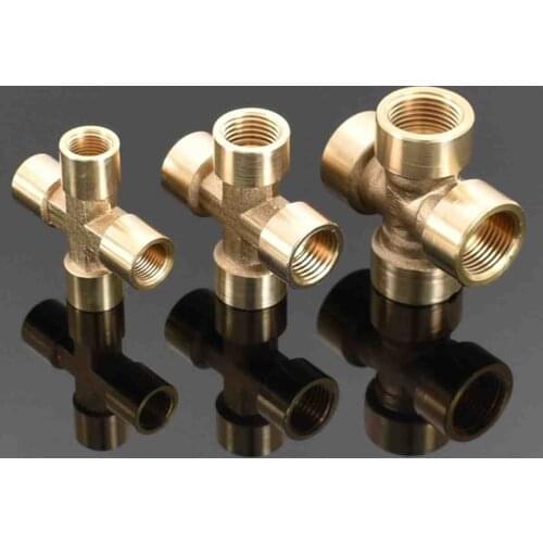 1/8" 1/4" 3/8" 1/2" 3/4" BSP Female Brass Equal Cross 4 Ways Pipe Connector Fitting Coupler