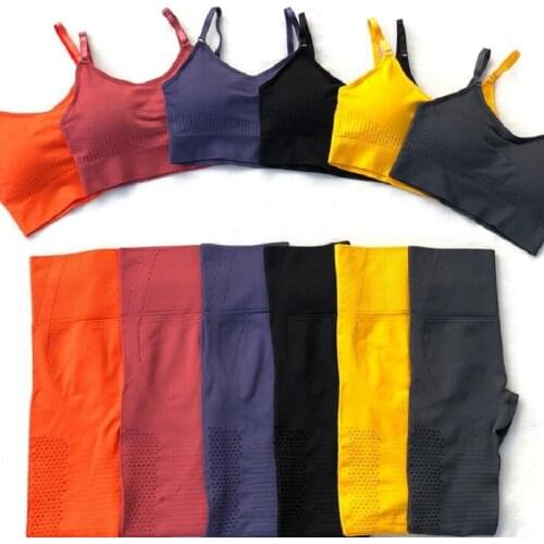 2PCS /SET Women Seamless Sportswear Yoga Top Set Gym Clothing Fitness Bra+Leggings Pants Sport Suit Tracksuit Active Wear Shirts