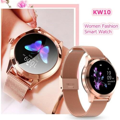 KW10 Fashion Bluetooth Alloy Metal Waterproof Smart Watch Women Bracelet Heart Rate Monitor Sleep Monitoring Smartwatch Connect