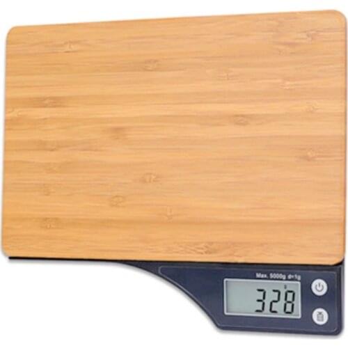 Wooden Kitchen Scale 5KG/1g Waterproof Electronic Scale Bamboo Baking Scale Environmental Wood Food Scale Household Coffee Scale