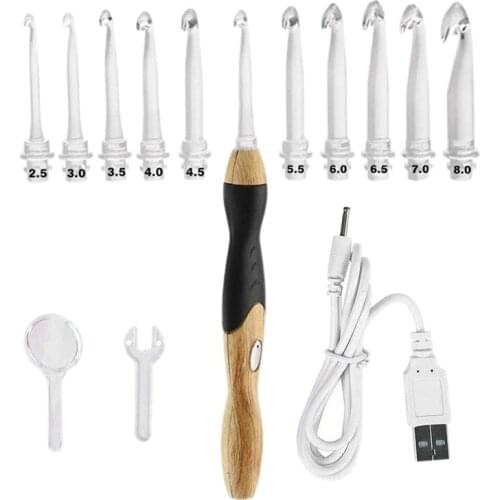 New 11 Sizes Lighted Crochet Hooks Set - Light Up Crochet Hooks,Rechargeable Crochet Hook with Light,2.5mm to 8mm