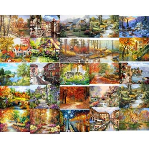 Snowing senenery house Needlework,Sets For full Embroidery kits,Home decor 14/18/28ct /11ct white canvas,Dmc,Diy,Cross stitch
