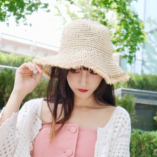 Hat Women Summer Korean Version Raffia Beach Wide Brim Straw Cap Sun Protection Visor Hats Female Girl Casual Elegant Caps H6587