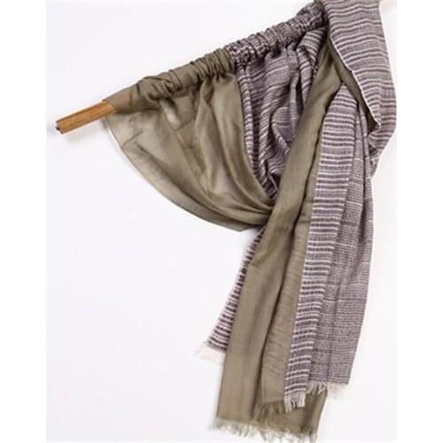Large size 100%goat cashmere women fashion patchwork color striped scarfs shawl pashmina 100x200cm small tassel