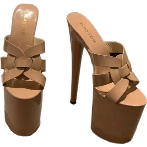 Big Size 35-41 Sandalen Dames 2021Black Slippers Sexy Platform Sandals Summer High Heels Slippers 20cm Designer Heels Sandale