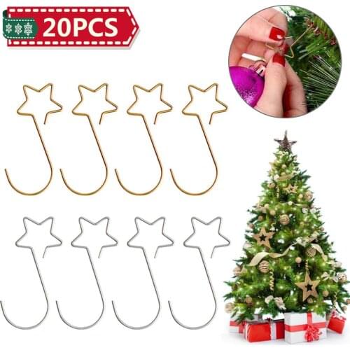 20pcs Christmas Wreath Hooks Metal Decorations Hook For Christmas Tree Decorations Hanging Pendant Storage Hook Navidad 2020