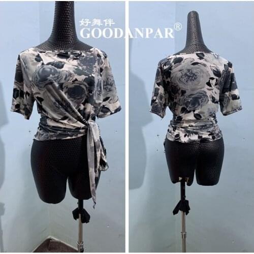 2020new Latin dance top for women/female/girl,fashion short-sleeve performance wear upperwears rose Leopard Print