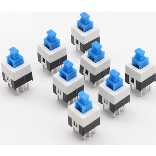 30pcs/lot Square 8x8x13mm 6 Pin DPDT Mini Push Button Self-locking Switch G65 Multimeter Switch Free Shipping