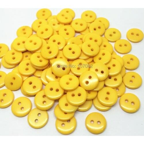 300Pcs/lot Dark Yellow Gold 11mm Round Buttons Resin Button Embellishments With 2 Holes Fit Sewing Scrapbooking