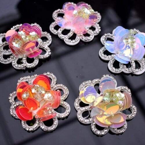 3D sequins flowers patches beads patches sew on beading applique clothes DIY earrings shoes bags patches