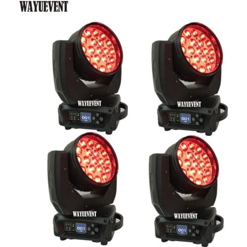 4pcs AURA 19x15W RGBW 4in1 Beam Wash Moving Head Light With Zoom Backlight Function Led Dmx Dj Light For Disco Bar Nightclub