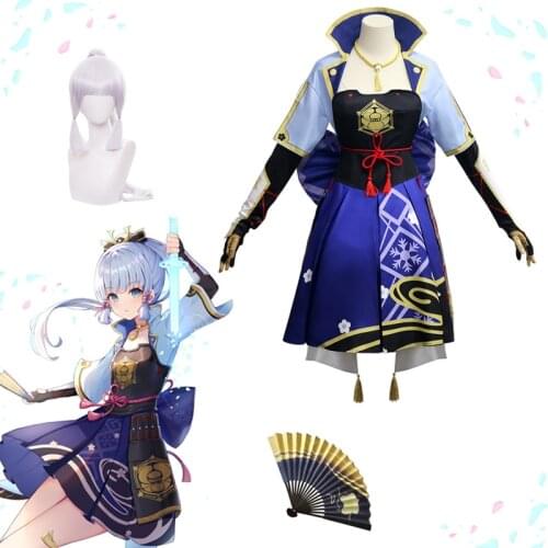 Anime Costumes Genshin Impact Princess Kamisato Ayaka Cosplay Costume Halloween Womens Funny Show Including Necklace Bow