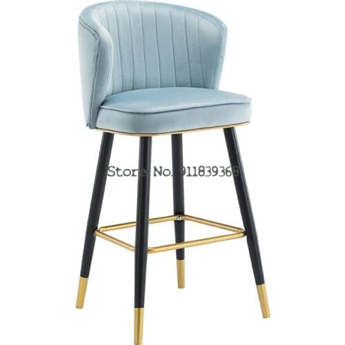 Bar Chair Light Luxury Modern Simple Household Fashion High Chair Iron Bar Chair Bar Stool Island Desk Chair 55cm