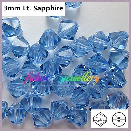 Free Shipping! 720pcs/Lot, AAA Chinese Top Quality 3mm Light Sapphire Crystal Bicone Beads