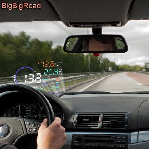 BigBigRoad For BMW 3 5 7 Series E83 E46 E65 E66 E67 E68 F01 F02 GT F30 F31 Car HUD Head Up Display Windscreen Projector OBD2