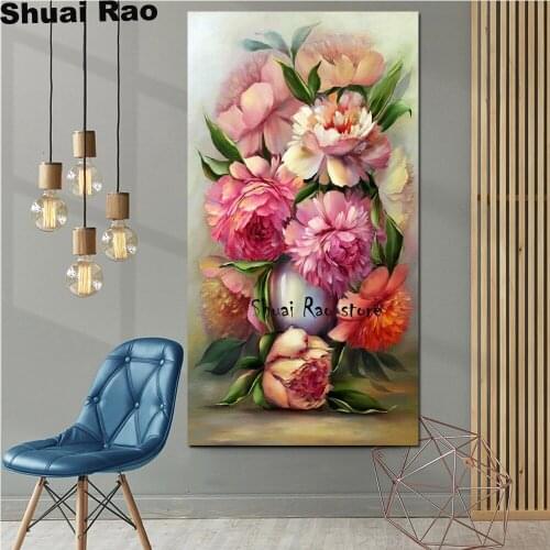 Large peony Flowers in Vase diamond embroidery Peony 5D DIY full diamond painting round drill 3d rhinestone pictures mosaic set