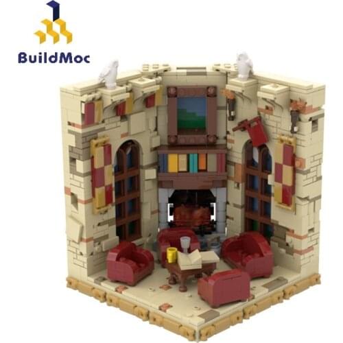 Buildmoc Magic Movie The Chamber of Secrets House Creative HP Castle Common Room Bookend/Display Stand Building Blocks Toys Gift