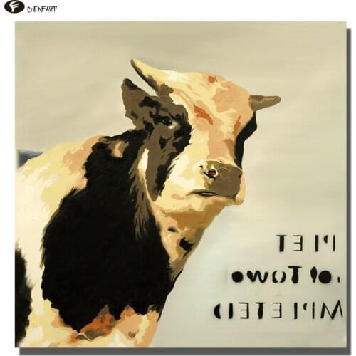 CHENFART Posters and Prints Canvas Oil Painting cow Wall Pictures for Bedroom Wall Art Acrylic Painting no Framed