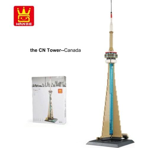 CN Tower Canada Diamond Building Blocks Famous Architecture Merlion Statue Model Marina Bay Sands Big Ben For Bricks Toys