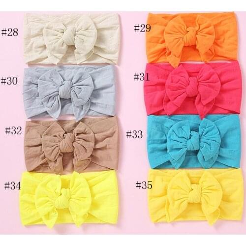 Bulk Price 30pcs/lot 35 Colors Baby Soft Nylon Headband Girls Handmade Hairband Children Newborn Hair Bow Hair Accessories