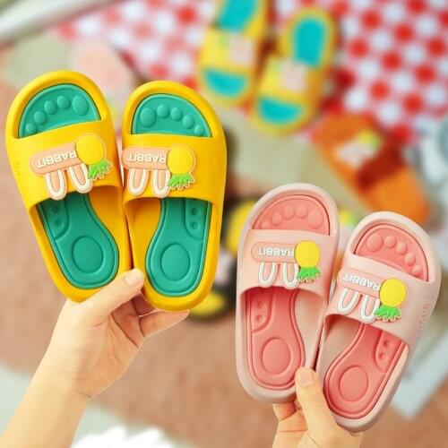 Childrens Slippers Summer Girls Cartoon Cute Indoor Outdoor Children Childrens Parent-child Sandals Female Soft Sole LZD