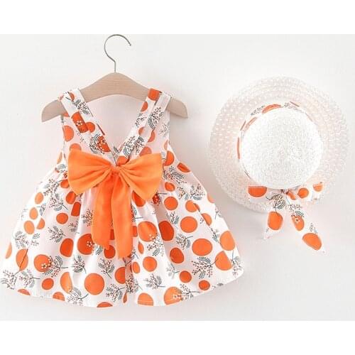MUQGEW kids dresses for girls Toddler Baby Kids Girl Sleeveless Strap Dot Print Bow Princess Dresses Hat vestido infantil