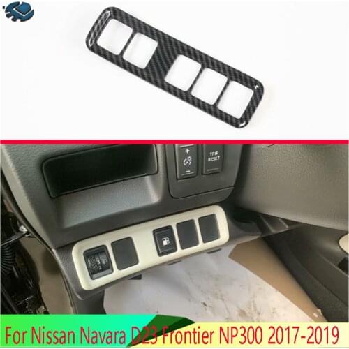 For Nissan Navara D23 Frontier NP300 2017-2021 Carbon Fiber Style Head Light Switch Button Control Panel Cover Trim Bezel