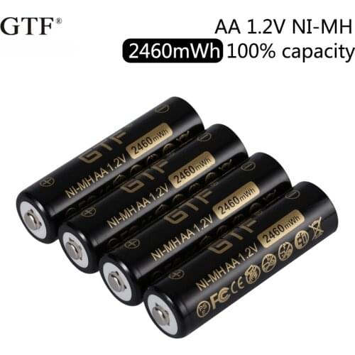 Gtf 1.2 v ni-mh to 2050mah battery 2460mwh 100% rechargeable capacity ni-mh battery for camera flashlight toy drop delivery