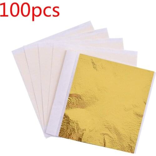 Gold Leaf Art Paper for Crafts Gold Foil Craft Decoration Gold Silver,Scrapbooking Supplies14x14cm/8x8.5cm 100 pcs