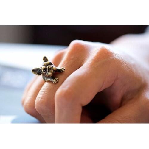 KUNIU Retial Animal French Bulldog Ring Unisex Animal Wrap Ring French Bulldog Ring Chic Punk Rings For Women Girl