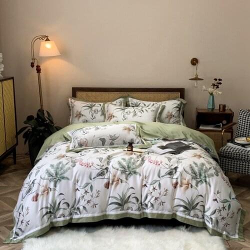 Pastoral Style 600TC Egyptian Cotton Bedding Sets Queen King Size Duvet Cover Flat/Fitted Sheet Pillowcase