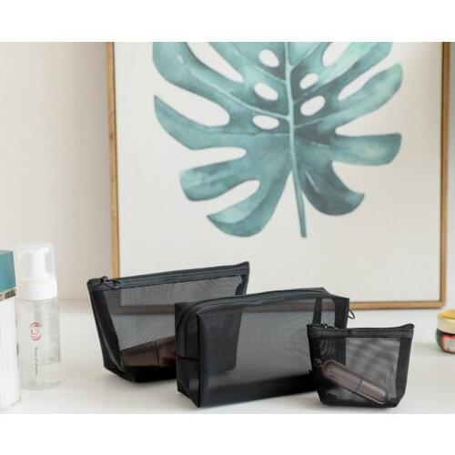 1PCS Women Men Necessary Cosmetic Bag Transparent Travel Organizer Fashion Small Large Black Toiletry Bags Makeup Pouch