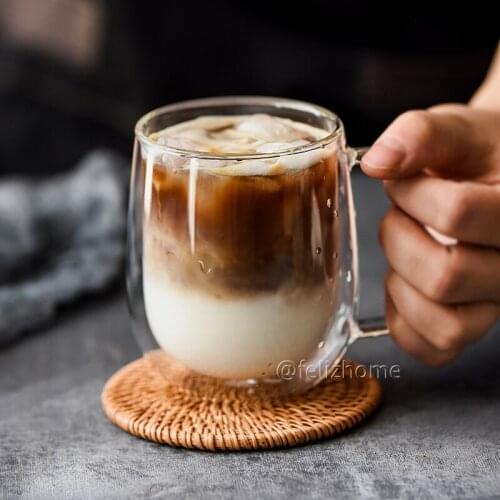 High borosilicate glass net red double-layer insulated water cup coffee cup tea cup high temperature resistant glass mug